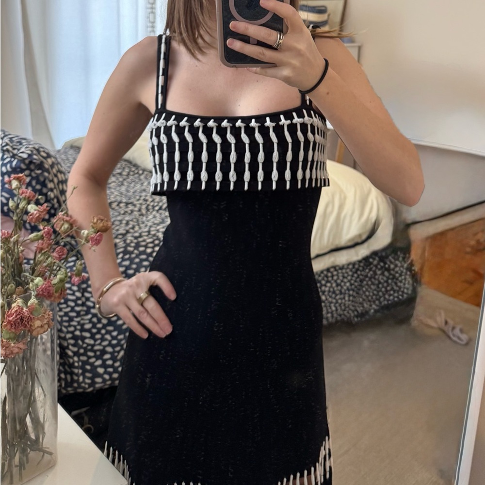 Alexis Black and White Patterned Midi Dress - Picture 5 of 10